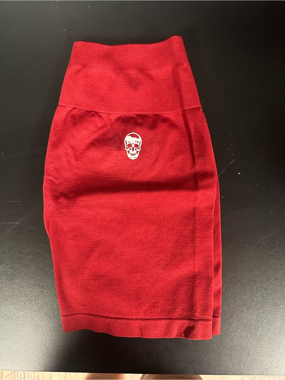 Women's Red Bike Shorts with Skull Motif